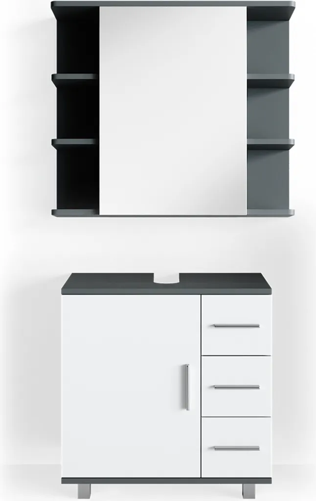 Vicco Ilias Meuble SDB Anthracite 2 parties - Rangement moderne durable