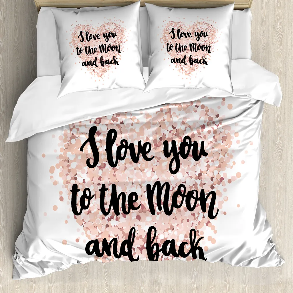 Housse de couette 155x220 cm motif cœur pour chambre ado ou adulte