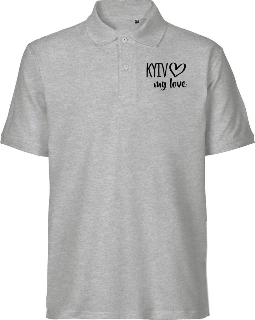 Huuraa Herren Polo Shirt Kyiv my love 3XL Sport Grey Bio Baumwolle Fairtrade Poloshirt Geschenkidee