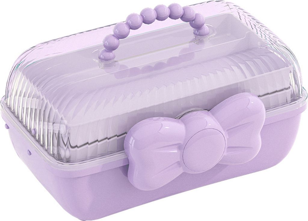 Aufbewahrungsbox für Haarschmuck mit Griff, großes Fassungsvermögen, 3-lagiges Design, staubdichte Organizer-Box, Behälter für Schmuck und Haa...