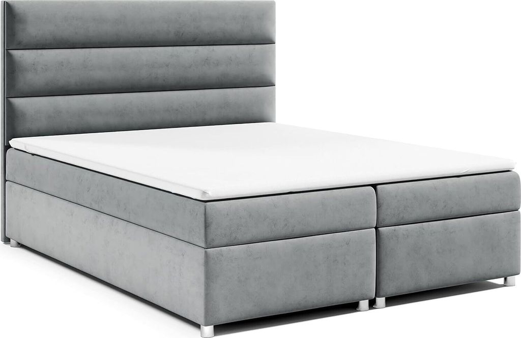 Best for Home Boxspringbett mit Bettkasten Trinity K-1 Bonellfederkern inkl. Topper, mit Lieferung 160x200-Grau