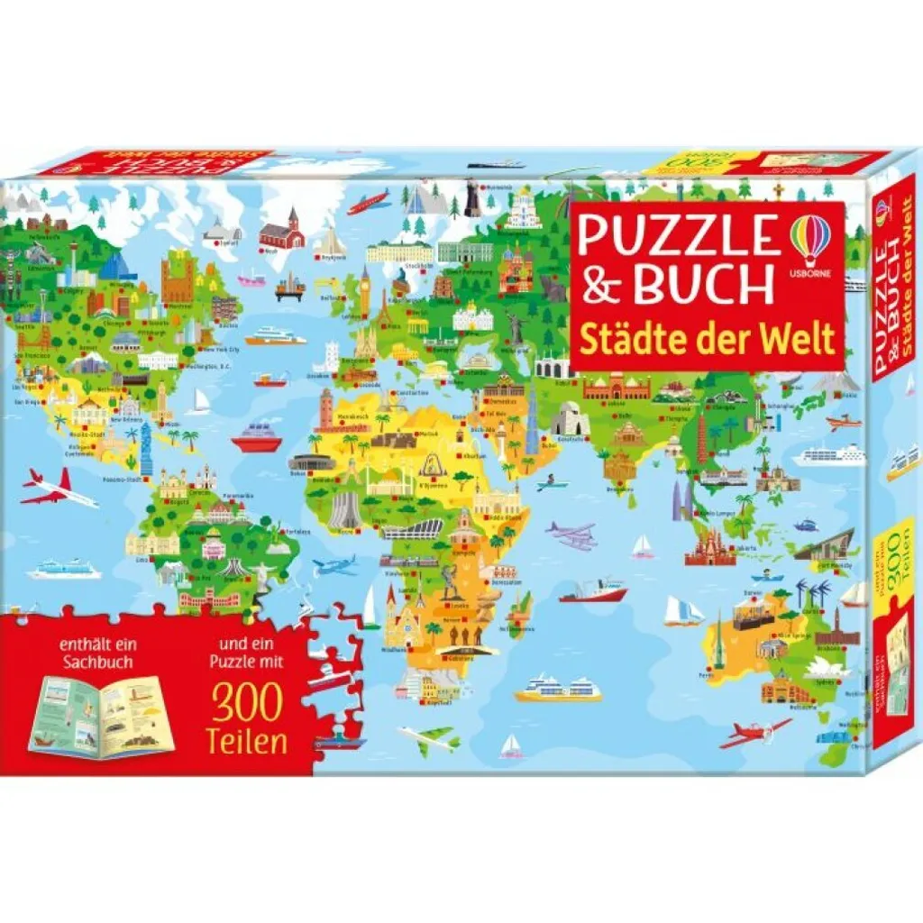 Puzzle et livre Villes du monde pour enfant - Coffret éducatif 200 pièces