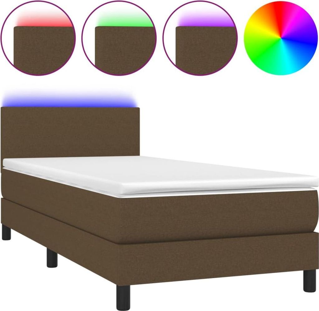 vidaXL Boxspringbett mit Matratze & LED Dunkelbraun 80x200 cm Stoff