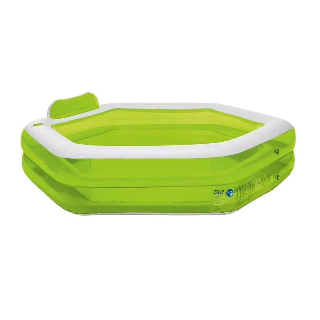 XXL 530L Planschbecken Pool Grün Sechseckig Schwimmbecken Kinderpool 202 x 186 x 36/60 cm | Crivit