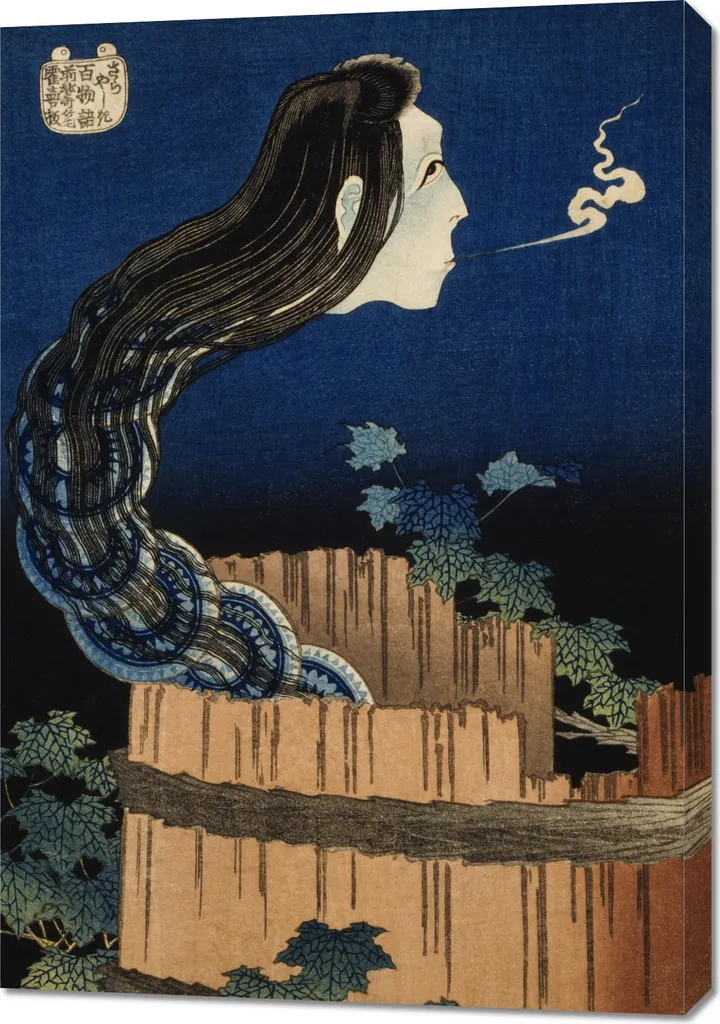 Quadro 70x100 cm The Plate Mansion, Hokusai Giapponese Vintage per il soggiorno