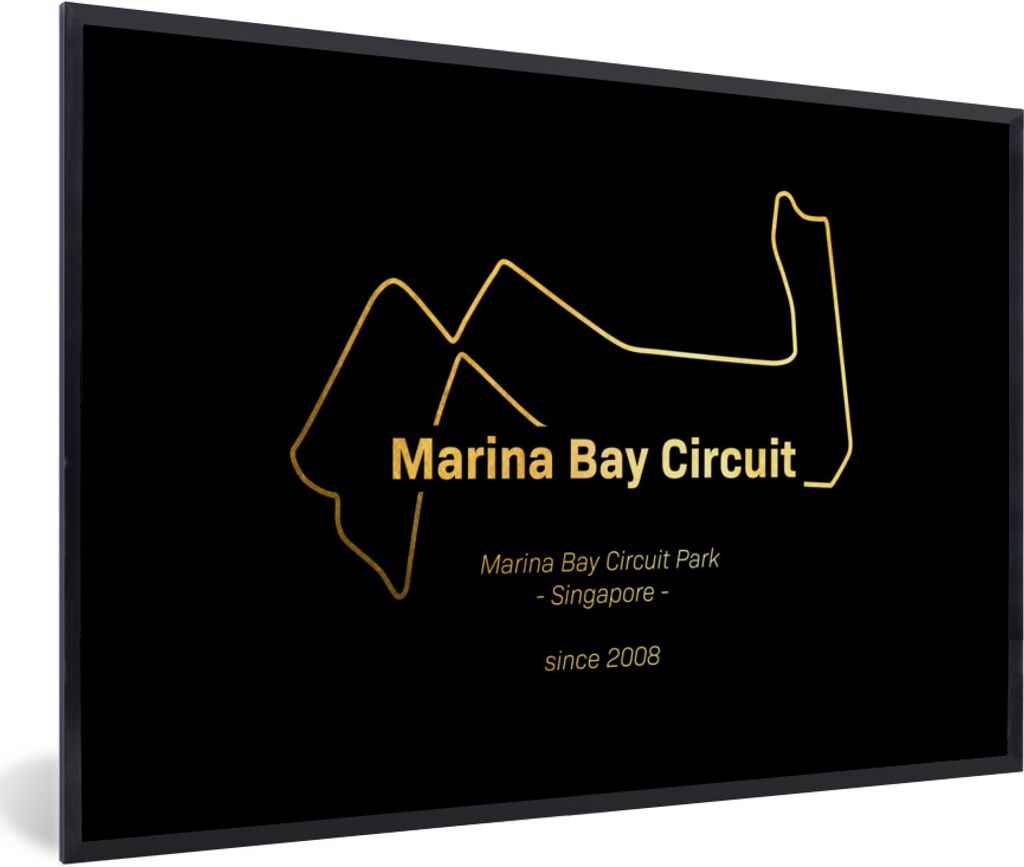 MuchoWow Gerahmtes Poster Singapur - Formel 1 - Rennstrecke 60x40 cm - Poster mit Schwarzem Bilderrahmen Wandposter Rahmen Foto Bilder - Printing...
