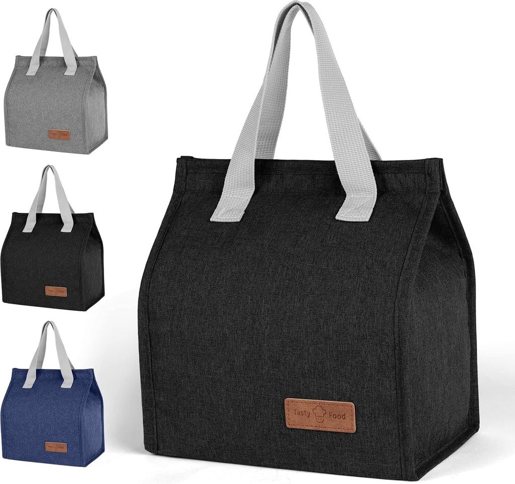 Lunchbag, Lunchtasche klein, faltbare Isoliertasche, Thermotasche mit Folienfutter, Lunchbag für Reisen, Arbeit, Schule, Ausflug, Essenstransport,...