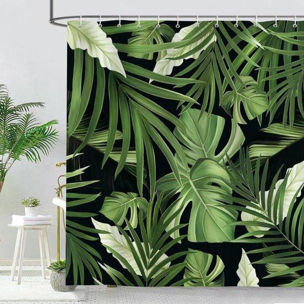 Palmbladgroen Polyesterduschvorhang 180 x 180 cm wasserdicht schimmelresistent