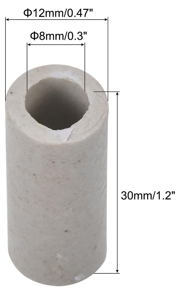 10 Stš¹ck Einlochzylinder Keramikrohr 8mm Innendurchmesser, 12mm Au?endurchmesser, 30mm L?nge Keramik Rohr fš¹r Kabel Isolierung Kabelmanagemen...