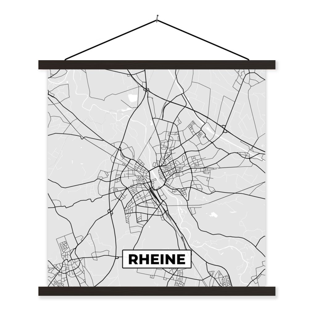 MuchoWow Textilposter Rheine - Karte - Stadtplan - Deutschland - Karte 40x40 cm mit schwarzem Rahmen - Fotos