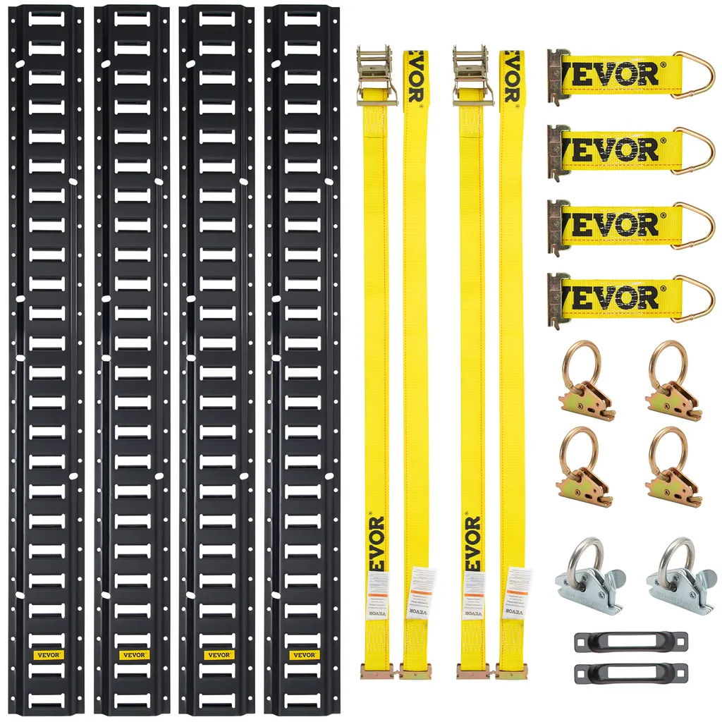 VEVOR Rails d'Arrimage Airline Noirs 1,52m - Kit 18 Pcs Charge 454kg