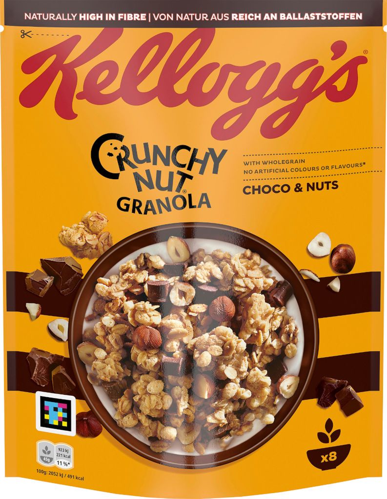 Kelloggs Crunchy Nut Oat Granola Choco und Hazelnut Packung Produktbild 1