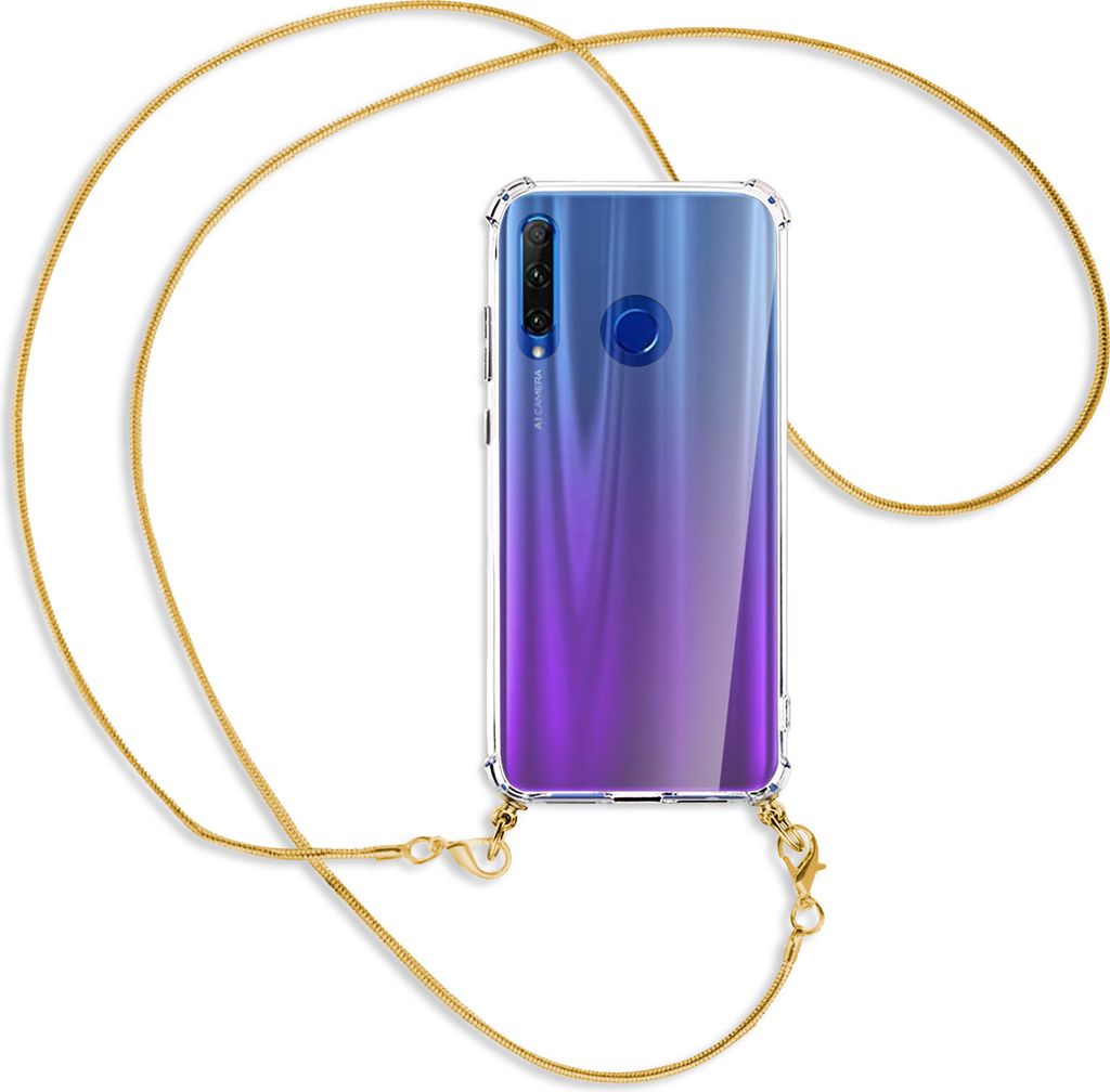 Handykette Backcover-Schutzhülle mit Band (Metall goldfarben) für Honor 20 Lite / 20e - goldfarbene Kette Snake