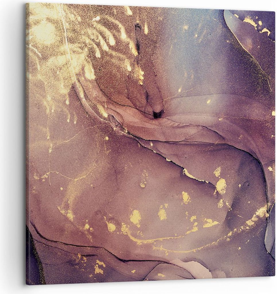 Bild auf Leinwand - Leinwandbild - Einteilig - Stein Gold Marmor - 50x50cm - Wand Bild - Wanddeko - Wandbilder - Leinwanddruck - Bilder - Wanddekor...