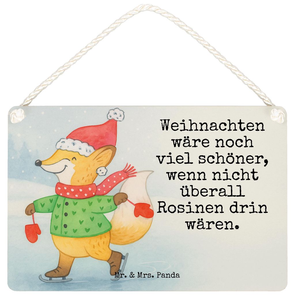 Mr. & Mrs. Panda Holzschild Fuchs Schlittschuhe Design DIN A4 - Weiß - Geschenk, Heiligabend, Weihnachten, kleine aufmerksamkeit, Tannenbaum, Weih...