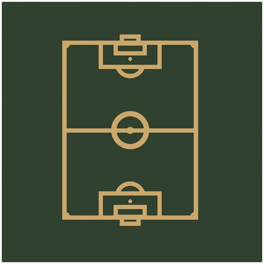 Wallario Premium Glasbild, freischwebende Optik, kräftige Farben, Größe 30 x 30 cm Motiv Fußball - Fußballfeld gezeichnet in grün und gelb