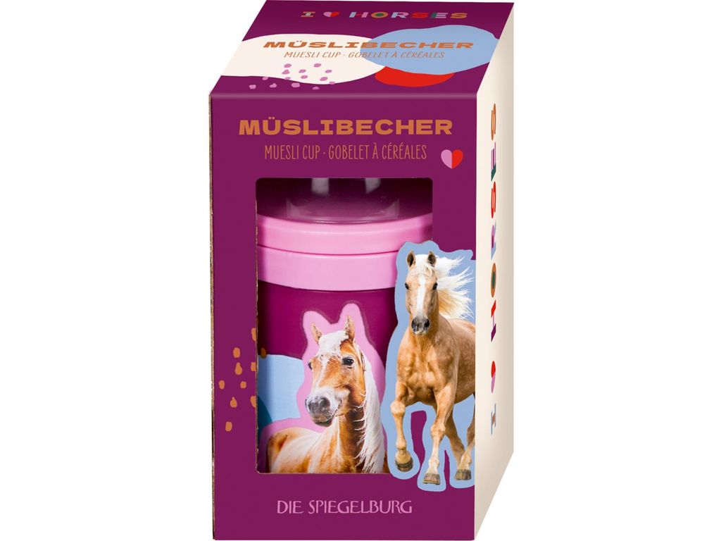 Coppenrath 18904 - Die Spiegelburg - I LOVE HORSES - Müslibecher (fuchsia)