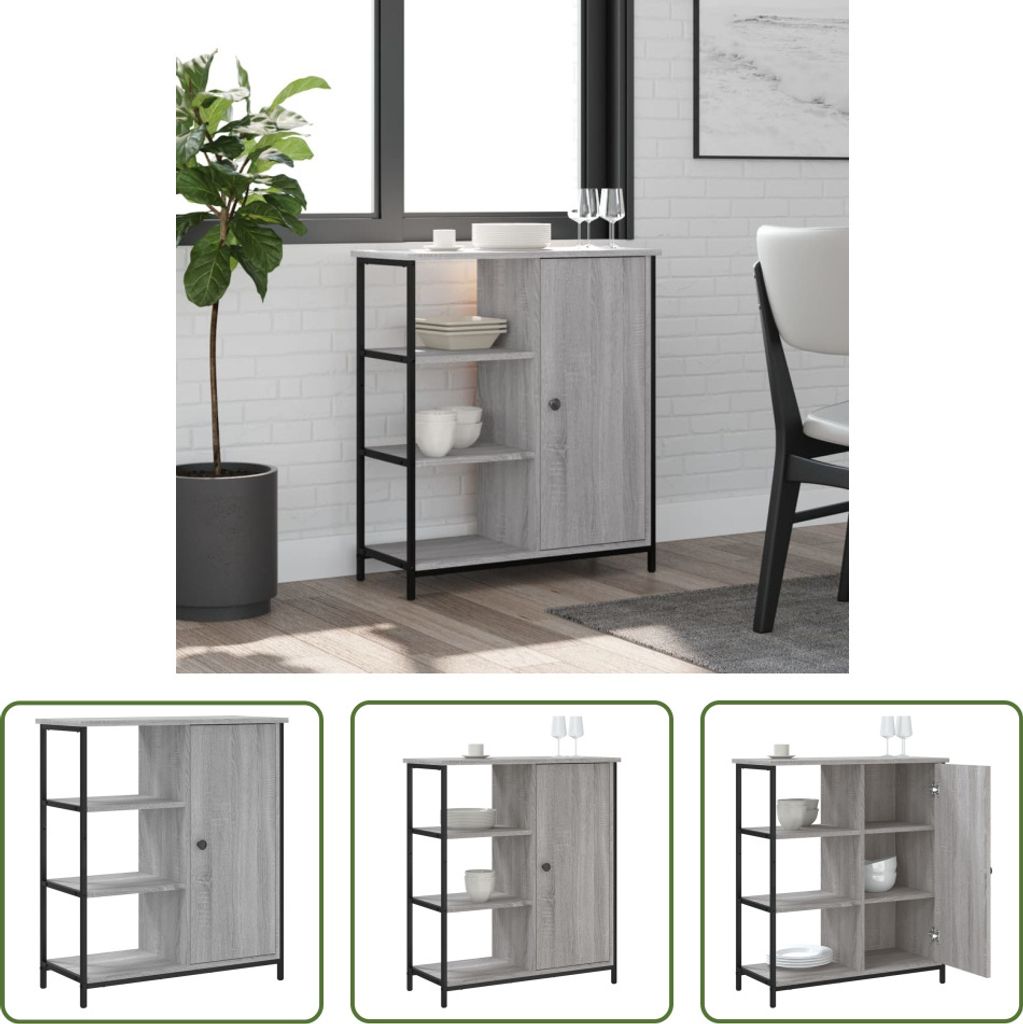 The Living Store Sideboard Grau Sonoma 70x30x80 cm Holzwerkstoff