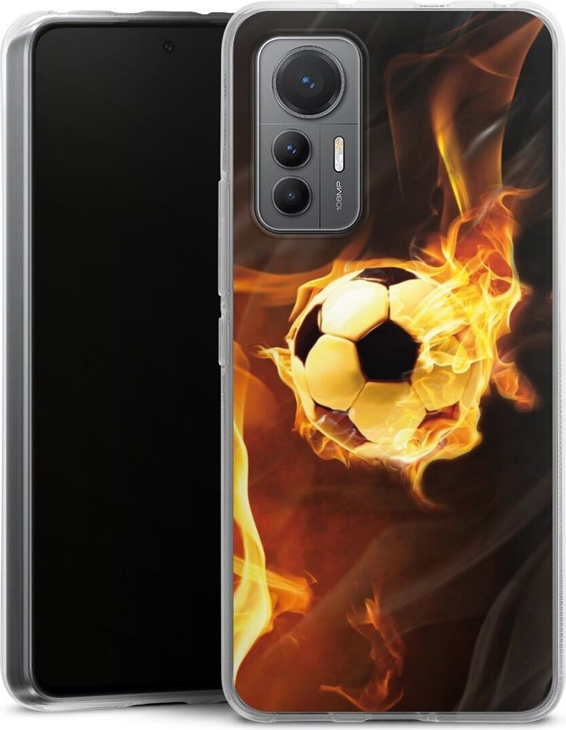 DeinDesign Handyhülle für Xiaomi 12 Lite 5G Silikon Hülle Case Smartphone Schutzhülle Ball Feuer Fußball