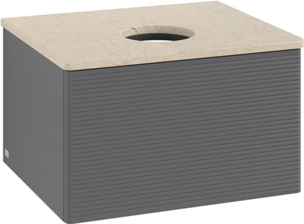 V&B Waschtischunterschrank mit Frontstruktur -Beleuchtung Antao 60x36x50cm, WBP botti., Anthrac. m Lac