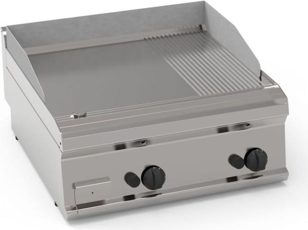 KBS Gasgrillplatte 2 Heizonen 2/3 Glatt + 1/3 Gerillt Hartverchromt Tischgerät