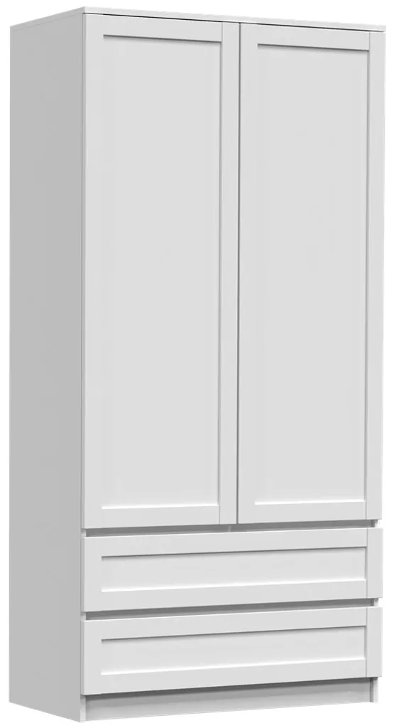 Optimisez votre rangement : Penderie 90 cm TAMBET blanche avec tiroirs bas