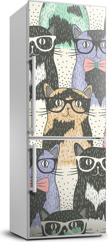 Tulup Kühlschrankdekoration - 70x190 cm - Aufkleber auf dem Kühlschrank - Katzen Gläser