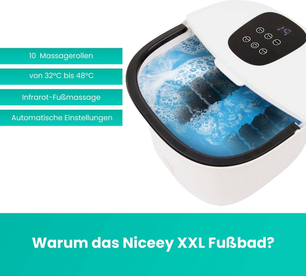 Niceey Fußsprudelbad XXL, Fußmassagegerät mit Produktbild 3