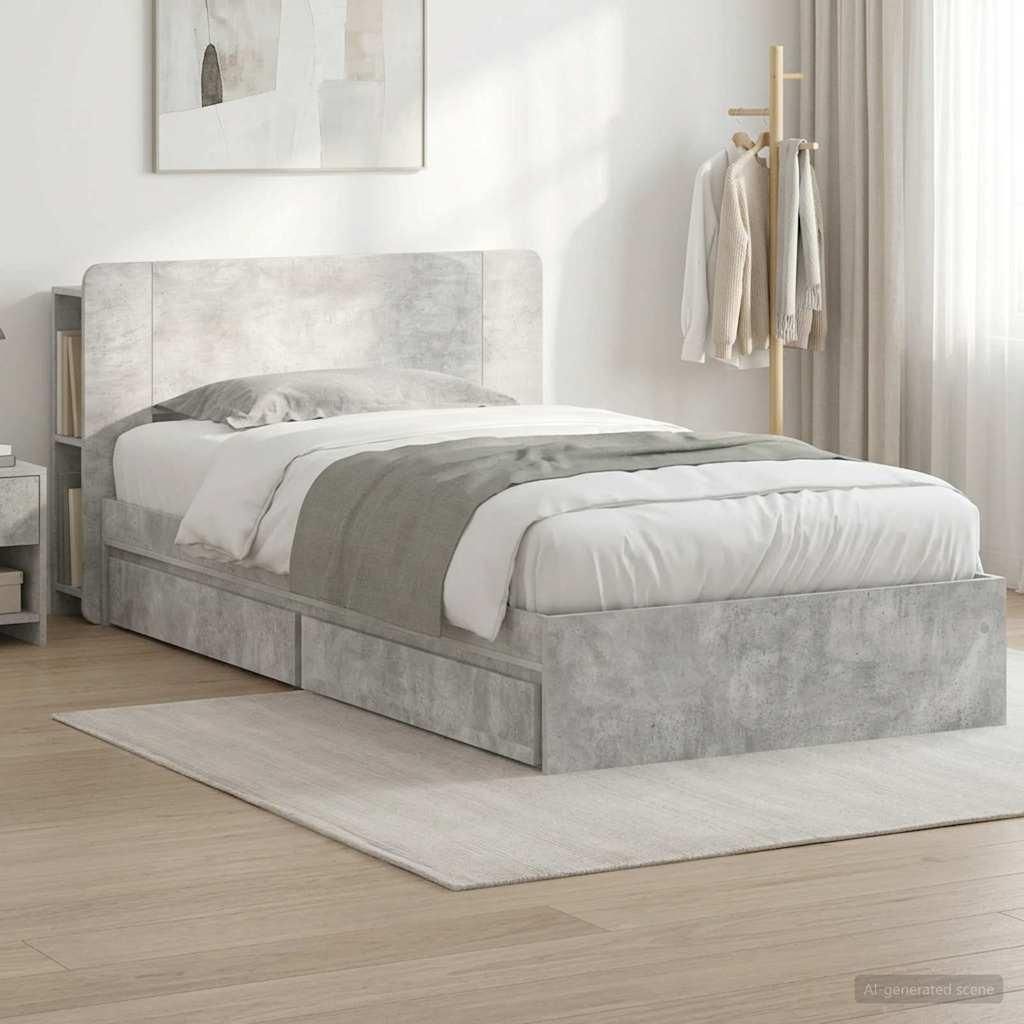 Möbel Bettgestell mit Stauraum Betongrau 100 x 200 cm HolzwerkstoffKlassische Betten - Klassische Betten c5596