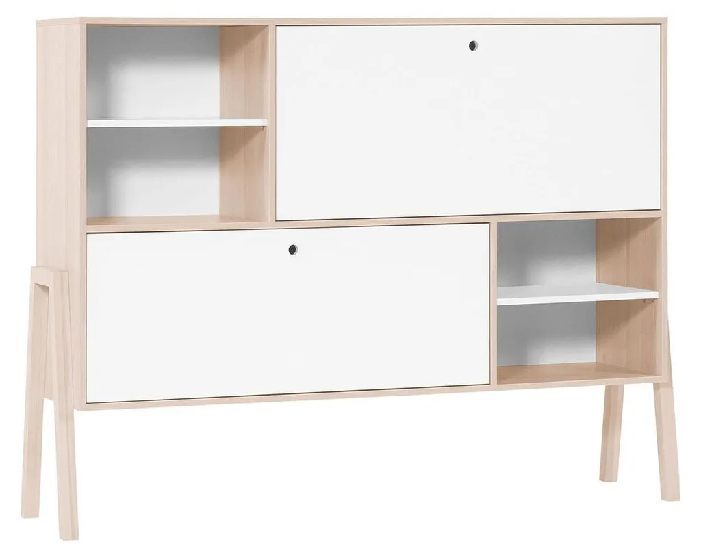 Buffet bas 2 portes rabattables L160 cm CALICOSY SPOT bois clair