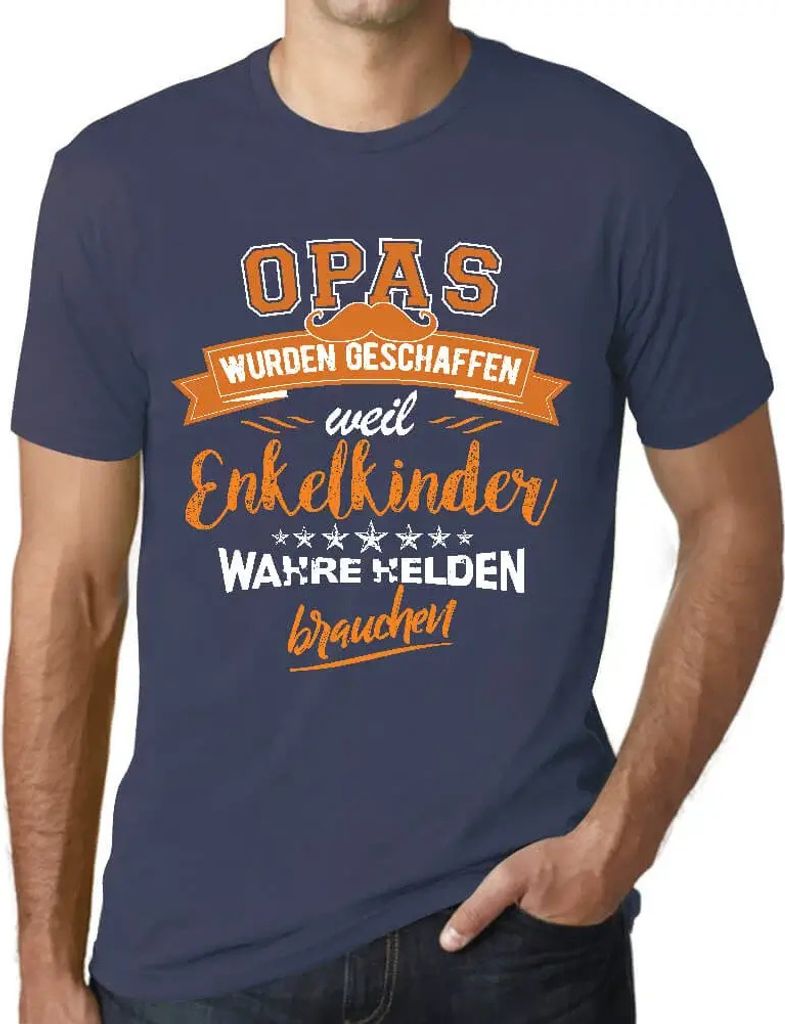 Herren Grafik T-Shirt Enkelkinder Wahre Helden Brauchen Legende Opas Öko-Verantwortlich Vintage Jahrgang Kurzarm Lustige Druck Geburtstag Geschenk