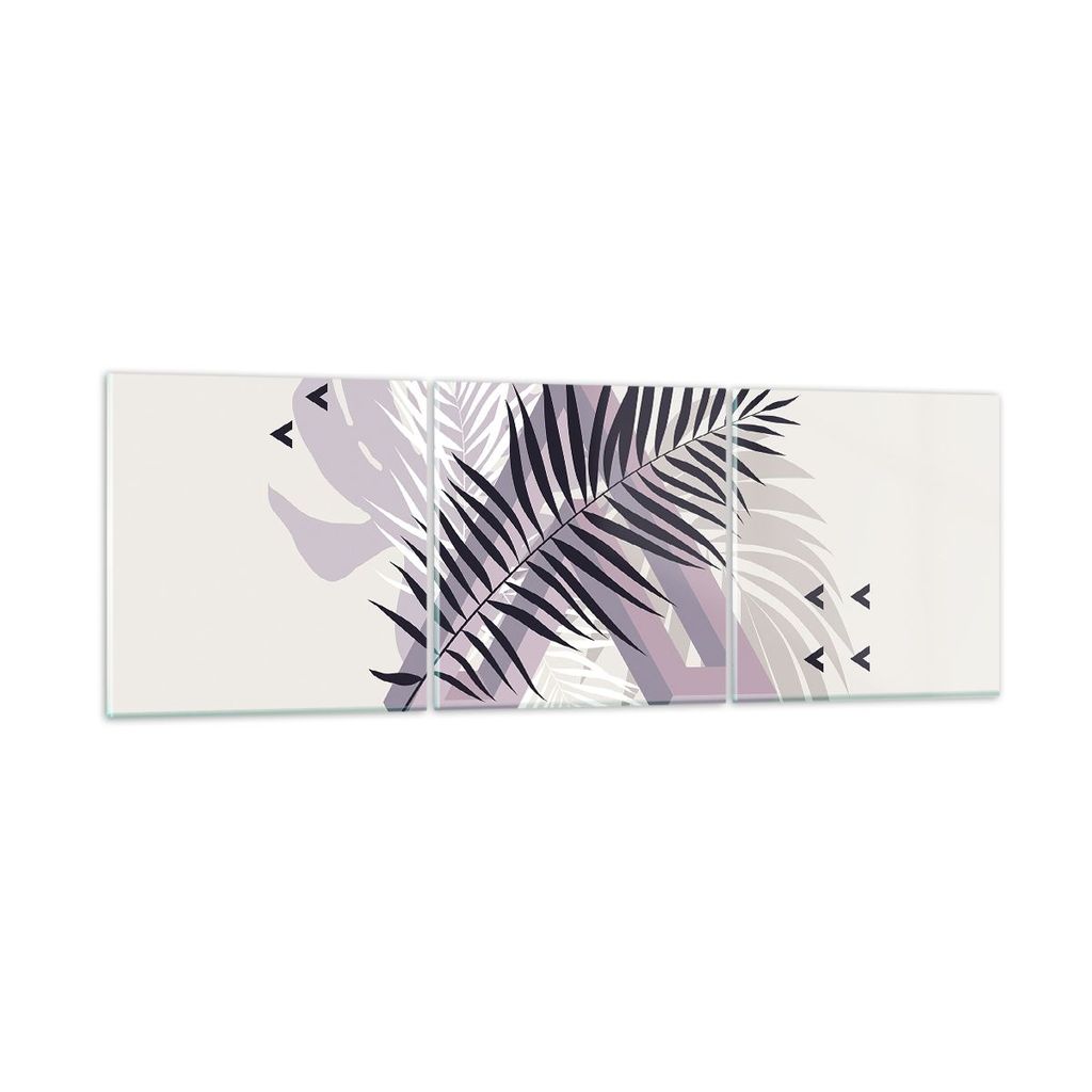 Bilder auf glas - 3 Teile - Grafiken Blatt Buntstift - 90x30cm - Glasbilder - Wandbilder - Bilder - zum Aufhängen bereit - Wanddekoration aus Glas...