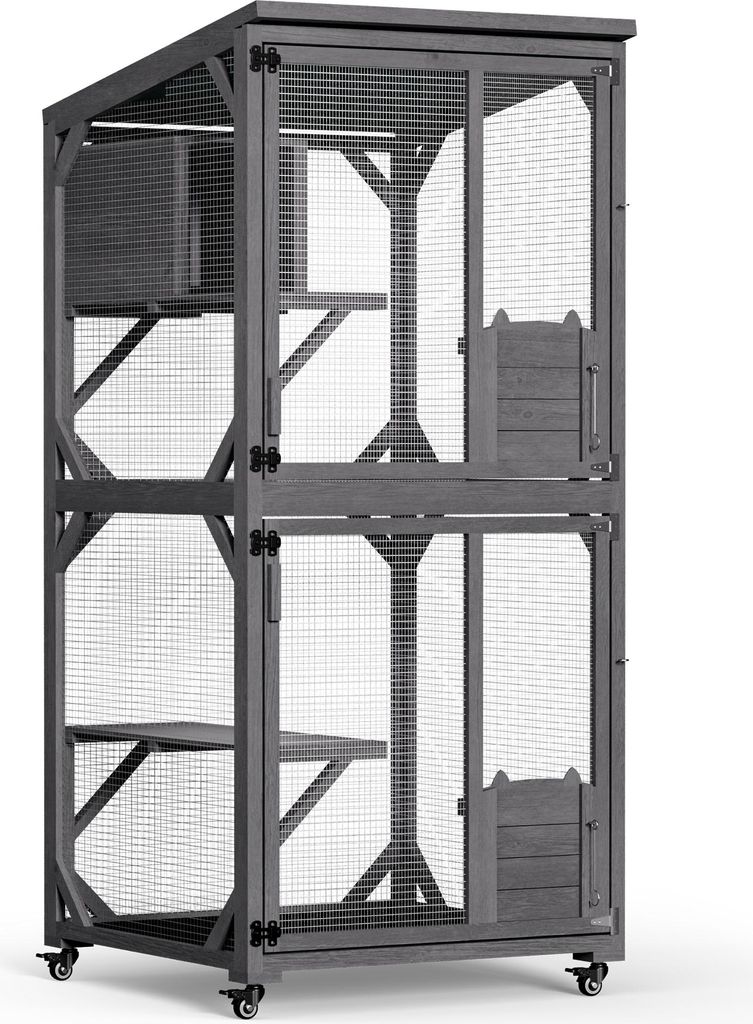 Wiltec Enclos extérieur pour chats – 74 x 78 x 180 cm – sur Image du produit 