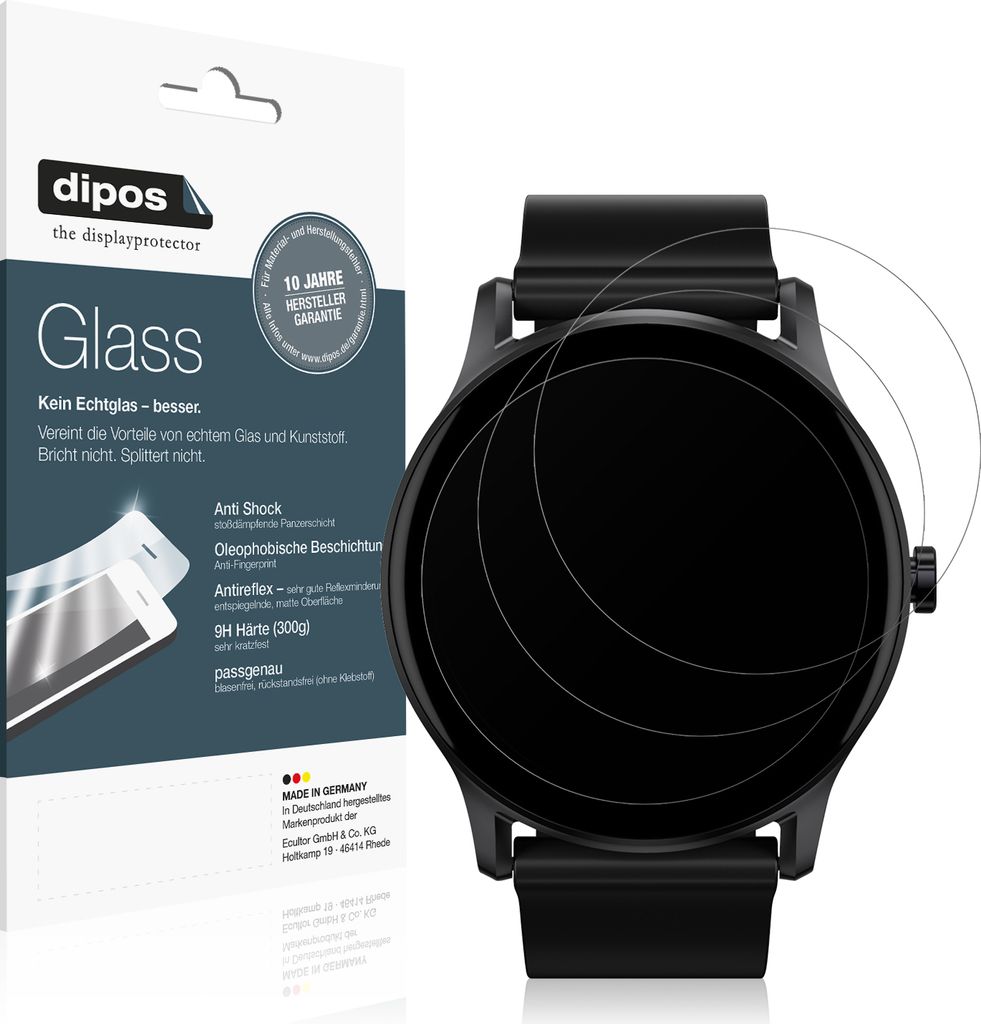 2x Schutzfolie für Haylou GS Smartwatch matt - Anti-Shock 9H Folie dipos Glass Kunststoffglas