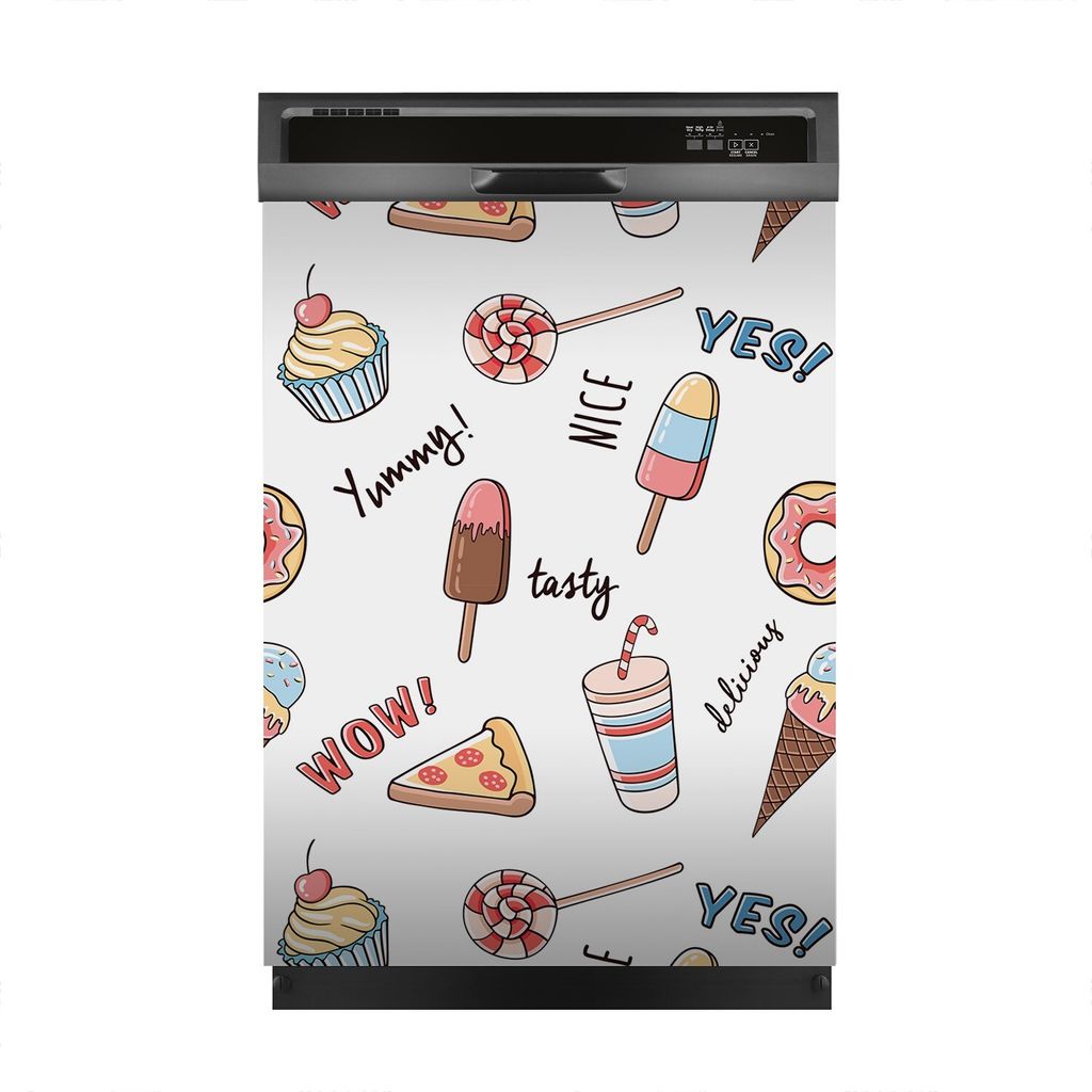 Magnete Dekorative 60x80 cm Küche Magnetmatte Spülmaschine - Eiscreme Pizza Donut