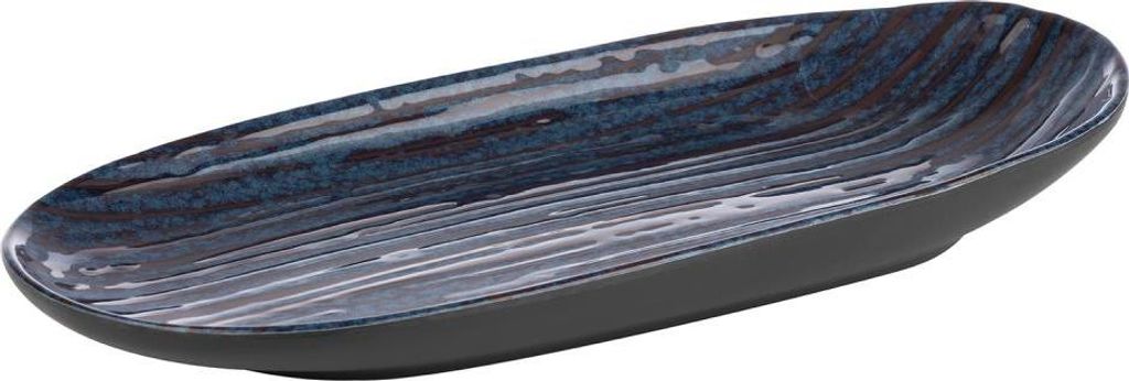 APS 85055 Teller LOOPS, 28 x 13,5 cm, Höhe 4 cm, Melamin, dunkelblau/dunkelgrau