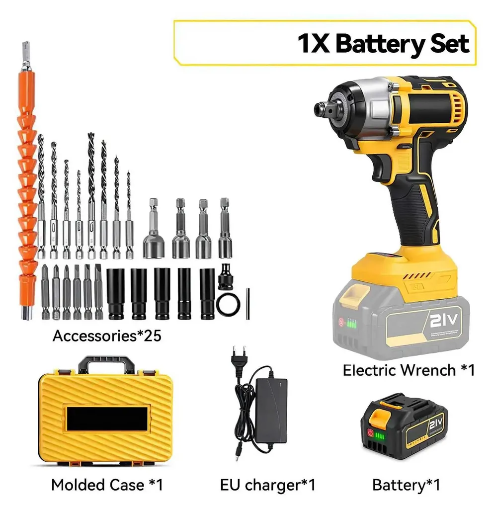Boulonneuse à chocs 3-en-1 sans fil 520 Nm moteur sans balais 18V-21V kit