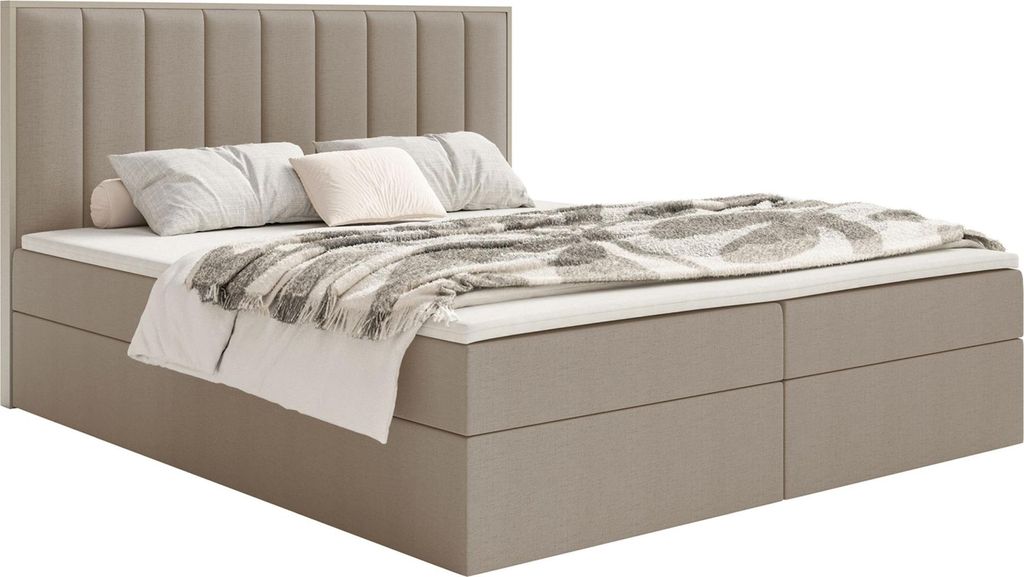 Selsey Togents – Boxspringbett 160x200 mit Stauraum und Topper, hydrophobe Chenille, braun