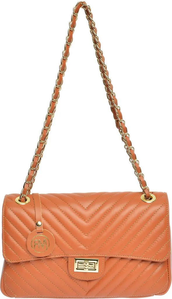 Sac bandoulière cuir véritable Cognac RM 2213 - Finition Artisanale