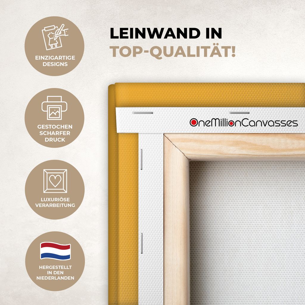 OneMillionCanvasses - Leinwandbilder - 140x90 cm, Roboter - Gesicht - Antenne - Gelb - Jungen - Kind, Wandbilder Kunstdruck Wanddekoration - Foto...