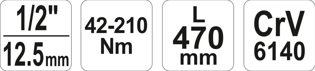 Clé dynamométrique 1/2 pouce 42–210 Nm en acier chrome-vanadium robuste - 19