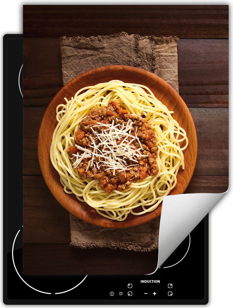 DarHaus Herdabdeckplatte Einteilig Küche Abdeckplatte für Glaskeramikfeld Abdeckung Induktionskochfeld Aufrollbare Matte 40x52 cm, spaghetti - Holz