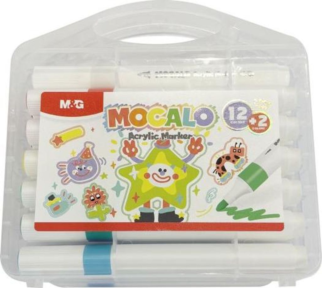 Mocalo runde Acrylmarker Set 12 + 2 Farben M&G