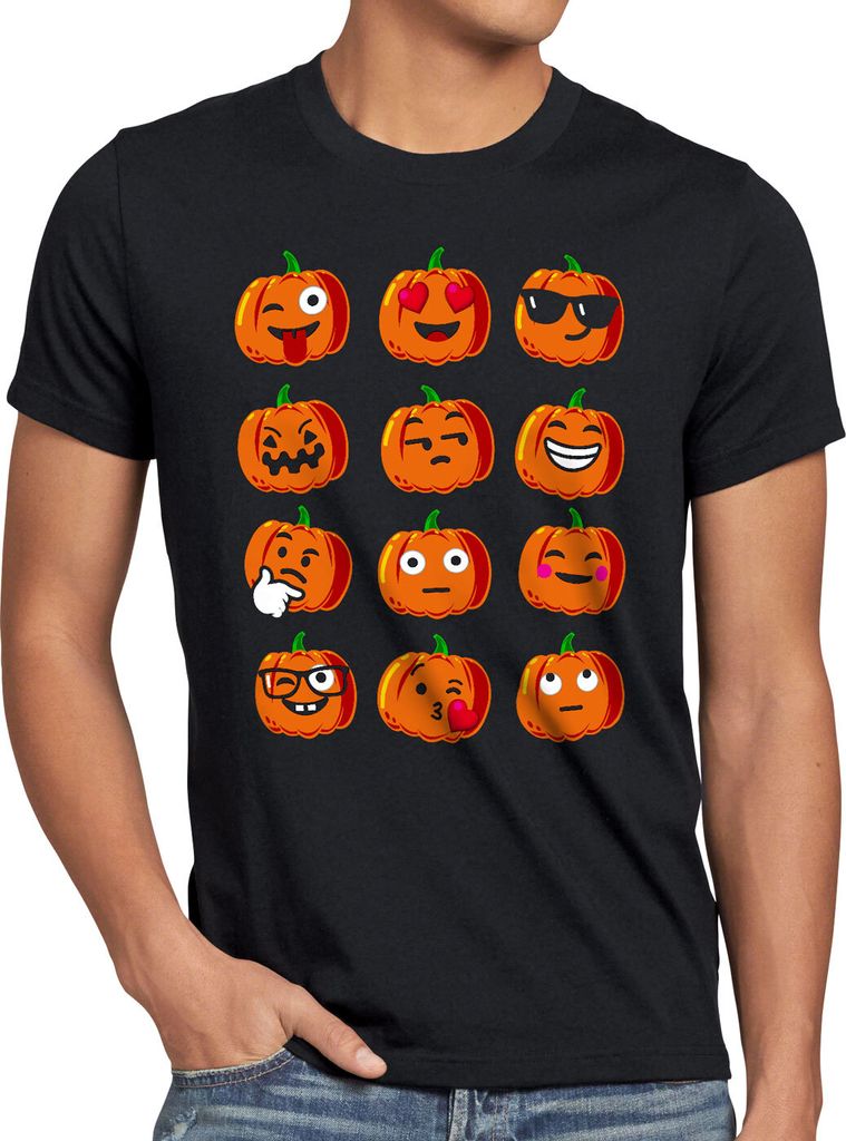 BaumwolleCloud Kürbis Smiley Herren T-Shirt kürbisköpfe halloween