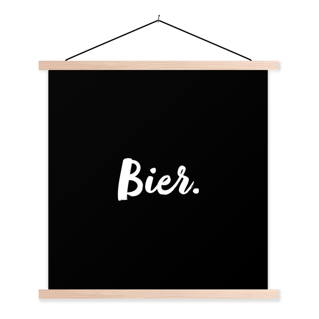 MuchoWow Textilposter Zitate - Bier - Alkohol - Getränk - Text 120x120 cm mit holzfarbenen Rahmen - Textil-Poster