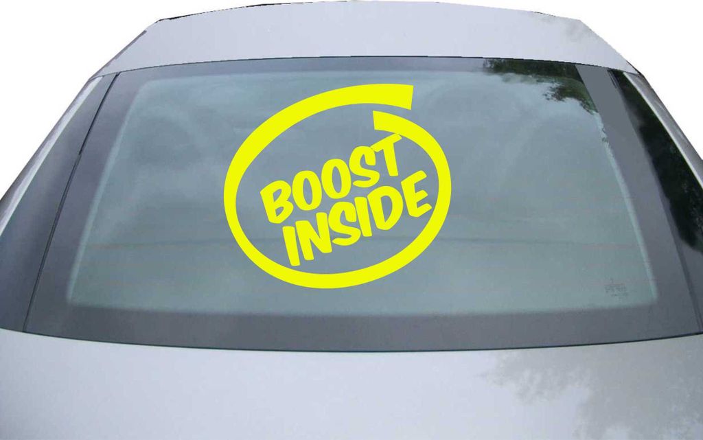 Indigos UG - Aufkleber Heckscheibe & Motorklappe DE7049 - neongelb - 600x539 mm - boost inside Auto - Auto Scheiben Fenster Heckklappe Tuning Racin...