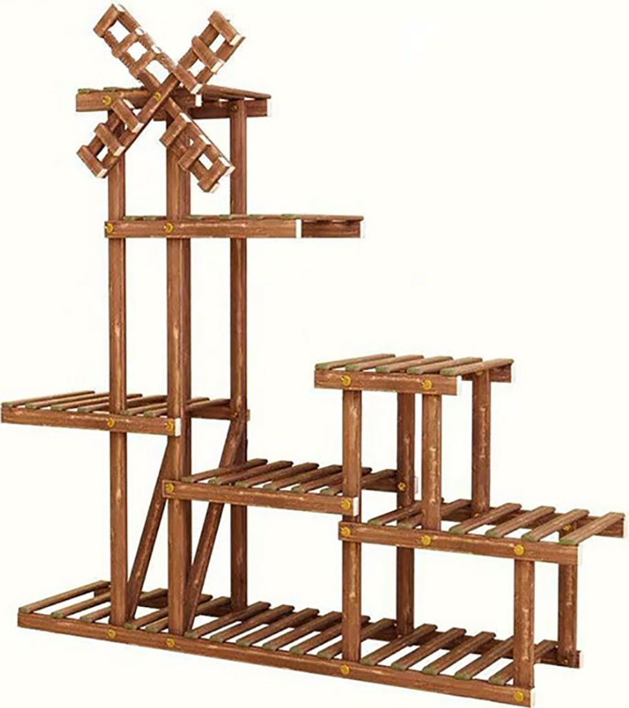 Blumenregal Holz mehrstöckig – Pflanzenständer für Innen & Außen, Blumentreppe für Balkon, Garten, Wohnzimmer, Pflanzentreppe 【HJ333】
