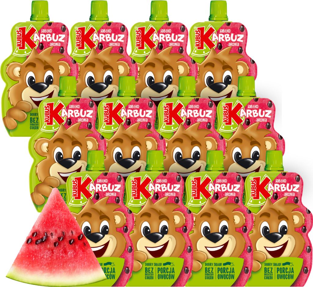 Kubuś Mus jabłko arbuz aronia dla dzieci 100 g - zestaw 12 Obrázek produktu 