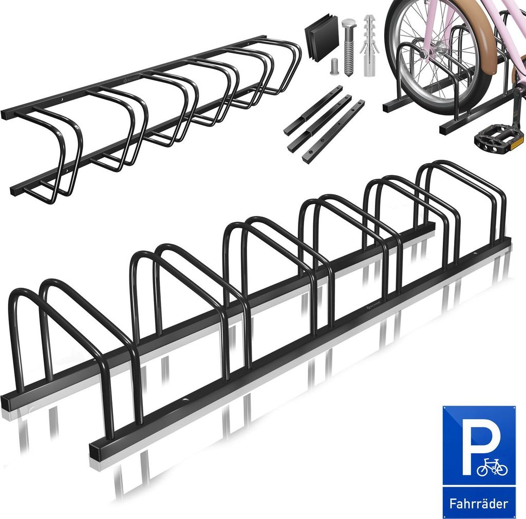 KESSER Fahrradständer inkl. Parkschild | Mehrfachständer mit 37cm Radabstand für 30-65mm Reifenbreite | Fahrradhalter Aufstellständer für Bo...