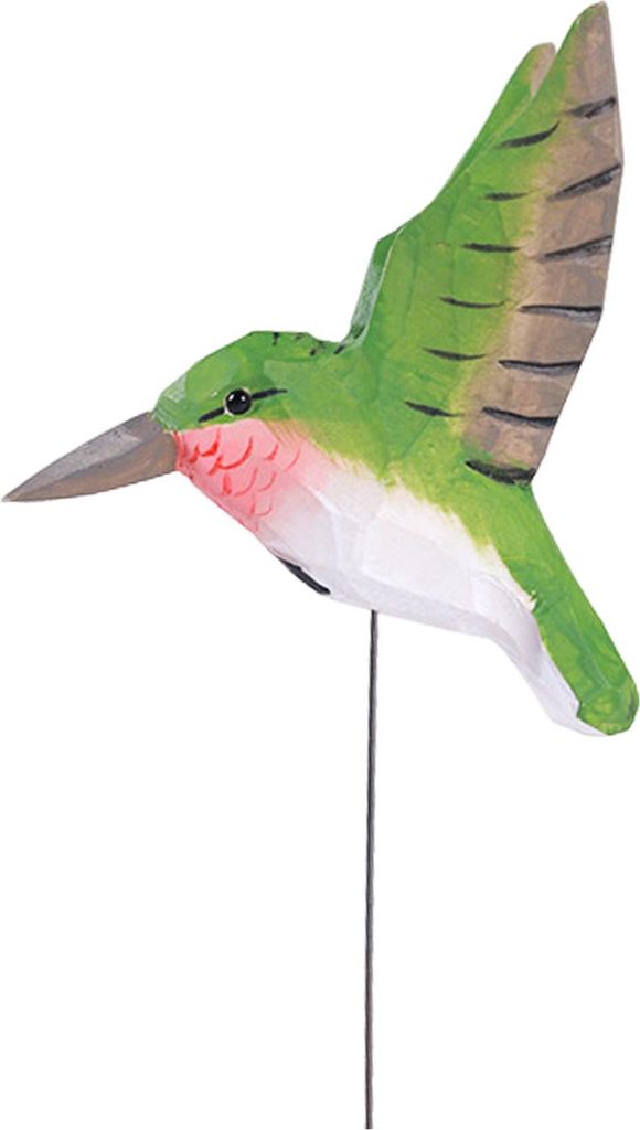 Holzschnitzerei Kolibri-Ornament mit Baumstumpf/Glocke, handgefertigte Vogelfigur, Statue, Skulptur, Home Office, Schreibtisch-Dekoration